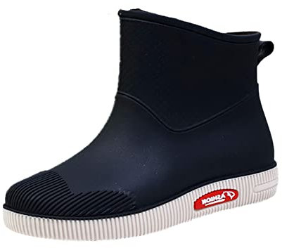 Damen-Regenstiefel, Wasserschuhe Herren Leicht Rainboots Rutschfest Regenschuhe Wasserfest Kurze Stiefel Outdoor Schnürstiefeletten Gummi Schlupfboots Flach Stiefeletten Weit Chelsea Stiefel