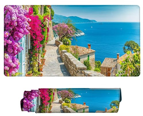 Blu Tappetino Gaming 1500x800 Tappetino Mouse Mare Mouse Pad Antiscivolo e Impermeabile Tappetino Mouse Gaming Migliora Precisione e Velocità Per Giochi, Computer, Ufficio, Casa 8-R
