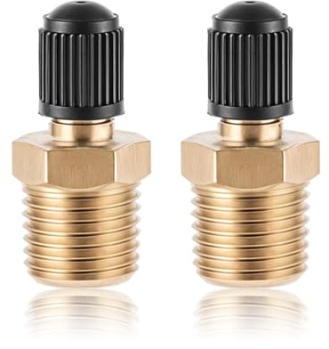 2pcs Schrader Valve, 1/4'' Tank Valve Brass Tank Valve Male Threads Standard Valve Core Using with Air Compressor Tanks with Sealing Caps