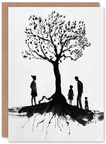 Artery8 Family Roots Elegant Black White Conceptual Art Blank For Him Or Her Art Birthday Card