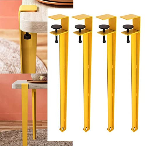 Lot de 4 pieds de table en métal de 70 cm, pieds de table à visser en forme de F, pieds de bureau réglables en forme de F, pieds de table basse avec protections de sol en métal, noir