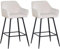 AINPECCA Bar stools Set of 2 Beige Velvet Fabric Upholstered Seat with Backrest & Armrest Black Metal Legs Counter Breakfast Chairs Kitchen