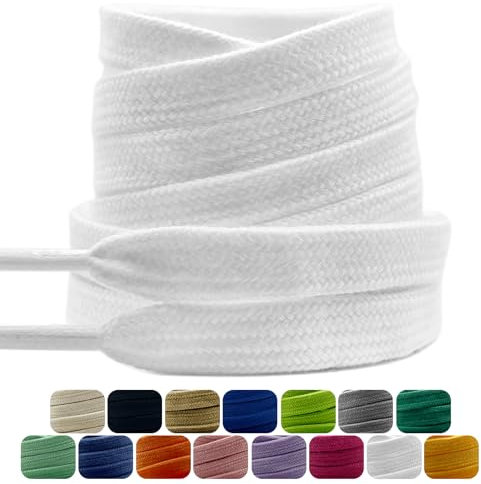 Dafannis 2 Paia Lacci in Cotone, Lacci Piatti (largi 9 mm) per Scarpe da Ginnastica, Scarpe Sportive, Scarpe da Lavoro, Scarpe da Corsa, Stringhe Scarpe da Calcio