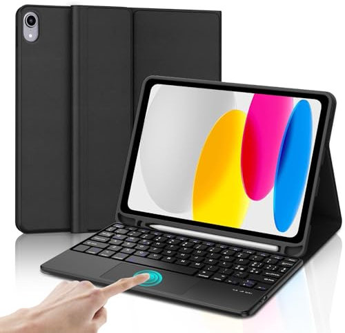 IVEOPPE Tastiera iPad 10 Generazione/(A16) 11 Generation (10.9/11 pollici, 2022/2025) con Touchpad, Cover Tastiera Trackpad Italiano QWERTY Magnetico Bluetooth Staccabile per iPad 10/11 Gen, Nero