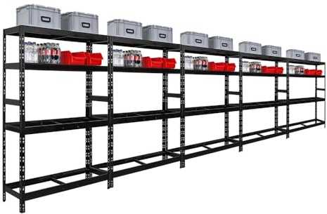 PROREGAL Mega Deal 5X Reifenregal Tiger HxBxT 180x120x40 cm bis zu 12 Reifen auf 2 Ebenen mit 2 Fachboden Schwarz Reifenständer