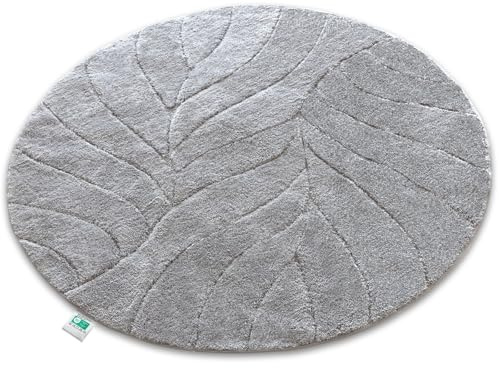 KARAT Tapis de Bain Rond, Doux et Antidérapant – Séchage Rapide, Lavable à 40°C, Certifié Oeko-TEX – Sortie de DoucheMoelleux pour Salle de Bain et Toilettes – Modèle Maris, Gris Clair Ø 120 cm