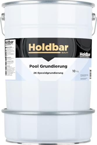 Holdbar Pool Grundierung 10 kg - UV- & chlorbeständig - Glasklare Grundierung für Betonbecken, Fliesen und Stein - Polyurethan Schwimmbadfarbe