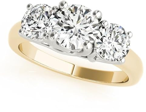 JTC LTD Anello di fidanzamento da donna con tre pietre coltivate in laboratorio, anello di fidanzamento Trilogy in bianco, giallo, oro rosa o platino, da 0,50 a 2 carati, 9 K, 18 carati, platino, Size
