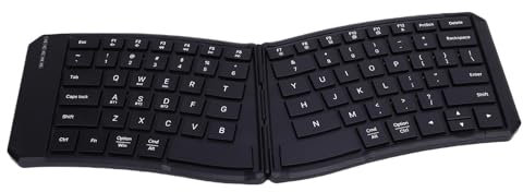 Yanmis Ergonomic Foldable Keyboard, Portable Travel Folding Bluetooth Keyboard, Wireless Split and Slim Design Compatible with for IOS, for Android Tablet Smartphone Laptop