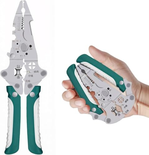 Alicates plegables para pelar cables 16 en 1, herramienta de electricista multifunción con características de crimpado, corte y llave, diseño plegable compacto para un fácil almacenamiento