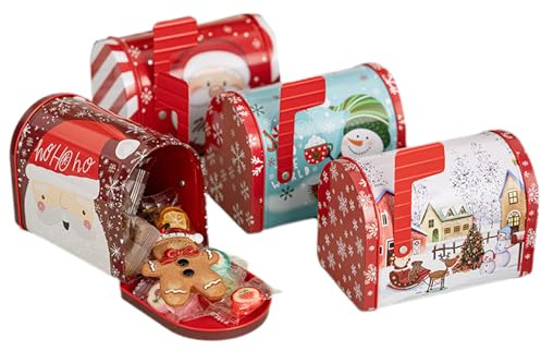 Zegaqae Weihnachtsmann Briefkasten - 4 Stücke Leere Weissblech | Weihnachts Briefkasten Weißblech,Für Geburtstag Halloween Zuhause Feiertag Neujahr Kinder Erwachsene Freunde Hochzeit