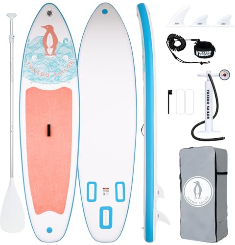 Tuxedo Sailor Stand Up Paddling Board 320 cm Aufblasbares Stand-Up Paddle Board für Adults mit SUP Zubehör, Stand Up Paddelbrett für Alle Könnensstufen (Light Pink)