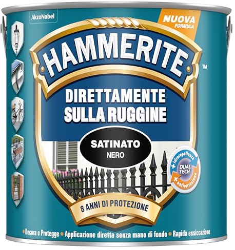 Hammerite Direttamente Sulla Ruggine Satinato Nero 2,5 L