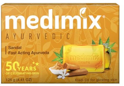 Medimix Medimix 3 x AyurvedaKräuterSeife mit Sandal & Eladi Ölen 125g x 3 (Pack of 3) Mit Wirkung für Hautunreinheiten