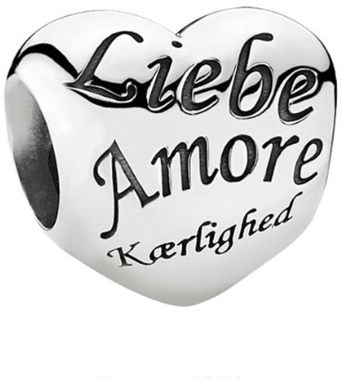 PANDORA Damen-Charm 925 Sterling Silber Herz mit Schriftzug Love in verschied. Sprachen 791111