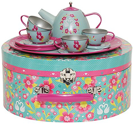 Childs Tin Teaset for Children - Great Tin Tea Set for Girls and Boys - Stunning Alternative to a Wooden Toy Tea Set. Presented in a Wonderful Display Box