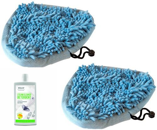 Microfibre Coral Washable Cloth Pads to fit H2O Steam Mops (Pack of 2) and 1 x Citrus Scented steam Detergent