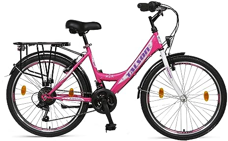 Talson 26 Zoll Fahrrad 21-Gang Shimano SCHALTUNG MIT Beleuchtung Rosa-Weiss Modell SFRTA20