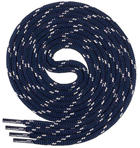 Di Ficchiano Cordones para zapatillas de trabajo y de trekking, redondos, muy resistentes a la rotura, aprox. 4,5 mm de diámetro, 70 cm - 220 cm de longitud, poliéster, fabricado en Europa, Unisex, azul oscuro/gris, 110 cm / ø 4,5mm