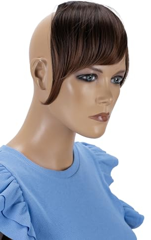 CAISHA Pony Clip In Extensions Stirnfransen Haarteil Haarverlängerung Braun Mix F12-2