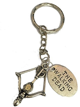 STRASS & PAILLETTES Portes clés Daryl Dixon inspiré de The Walking Dead. Arbalète et médaille TWD