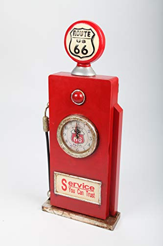point home Design-Schlüsselschrank Zapfsäule mit Uhr, Retro, rot, 63cm
