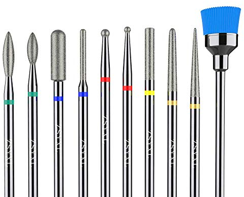 MelodySusie 10pcs Diamant Bits Set Professioneller Schleifkörper Schleifkopf Nagelfräser Aufsätze Set für Maniküre Pediküre Nagelpflege