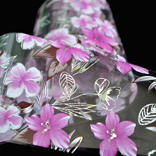 Nailart - Nagelfolie - Transferfolie - Pink/Silber/Transparent - Blumen - 1400-SY634