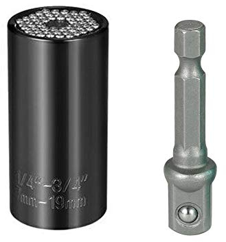 Universal Socket Wrench Set 7-19mm Multi-Function Ratchet Socket Drill Adapter Black