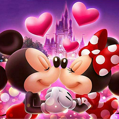 5D Diamond Painting,DIY Full Drill Diamant Malerei Malen Nach Zahlen Kits Kreuzstich Stickerei Bilder Kunsthandwerk für House Wall Dekoration&Entspannung Cute Mice Kiss Love,30*30cm
