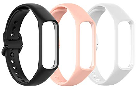 TenCloud (3er-Pack Straps Kompatibel mit Samsung Galaxy Fit e SM-R375 Strap, Ersatz-Sportarmband aus weichem Silikon für Galaxy Fit e SM-R375 Fitness Tracker (Schwarz+Pink+Weiß)