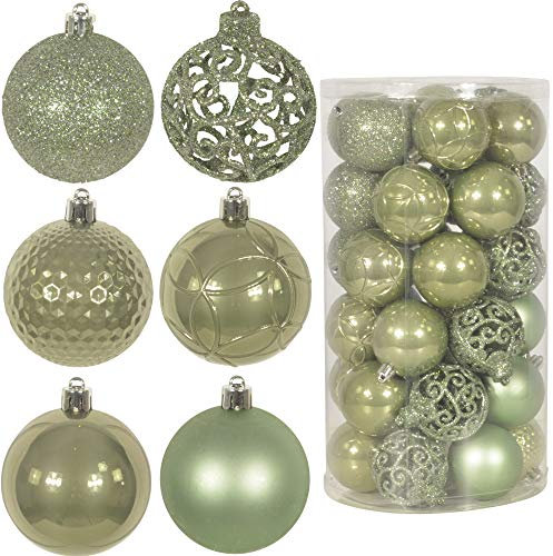 CHICCIE Weihnachtskugeln Grün 6cm - Christbaumkugeln Kugeln 37 Set Kunststoff