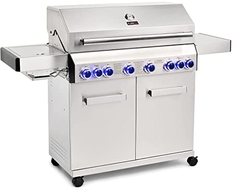 CosmoGrill Platinum Stainless Steel 8 Burner 6+2 Gas Barbecue Grill for Outdoor Cooking, High-Performance Garden Gas BBQ with Large Cooking Area and Built-in Thermometer