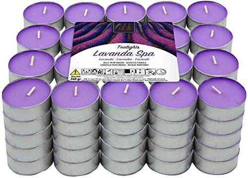 Velas de Té Aromáticas Velas perfumadas - 4 Horas de combustión(Lavanda, 100 Velas)