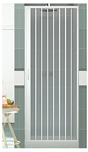 Box doccia in PVC Nicchia Larghezza 70-150 cm, H 185 cm mod. VERA, Bianco, Porta doccia apertura laterale una anta a soffietto, riducibile (Larghezza 150 cm, H 185 cm)