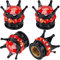 4 Stücke Bling Bling Ventilkappen Handgefertigte Kristall Strass Krone Fahrzeug Autoreifen Kappen Abdeckungen Chrom, Attraktives Staubdichtes Zubehör für Auto (Schwarz) (Red and Black)