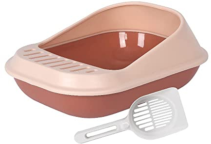 AllPetSolutions Cat Plastic Shell Litter Tray Toilet With Scoop Kitten Easy Cleaning Litter Tray | 53 x 39 x 22cm (Coffee Brown)