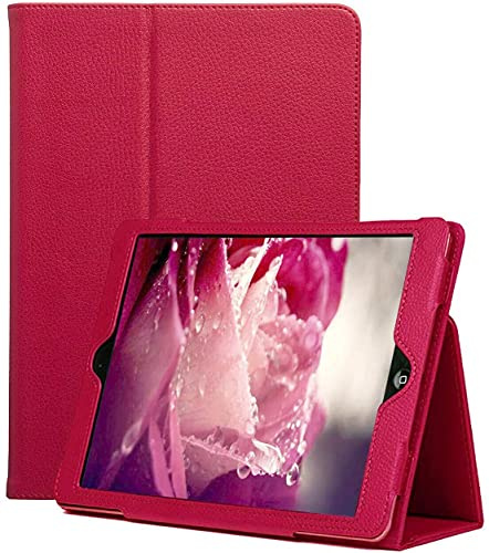 Leather Flip Stand Folio Case Plain Cover for Apple iPad Air 5th,6th Generation 2017-2018 (Pink)