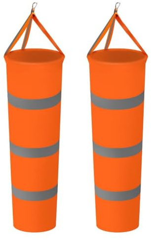 2 x Windsack-Windmesssocken, wetterfest, für den Außenbereich, Orange, für Flughafen, Garten, Terrasse, Rasen, 80 cm