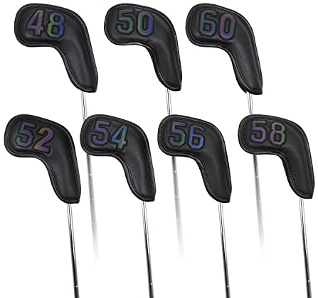 Scott Edward Prof 7 Pcs Leather Wedge Golf Head Covers Protective Iron Club, Waterproof & Scratch Resistant, 48 50 52 54 56 58 60 Degree