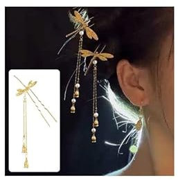 Vintage Legierung Libelle Haarnadel Elegant Quaste Haarstab Personalisierte Haarschmuck Tolles Geschenk für Frauen Mädchen BH (B)