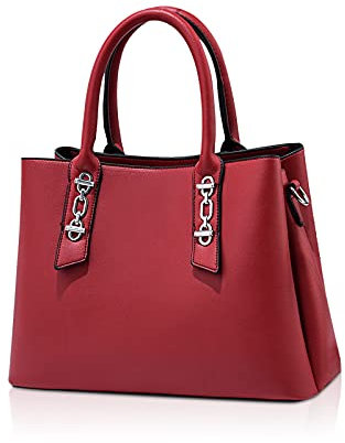 NICOLE & DORIS Bolsos Mujer Bolso de Las Señoras de Moda Bolso Cuero PU Bolsos Bandolera de Diseño Duraderos Bolso Hombro Multifunción Tote Bolso de Mano Bolsitos para Moviles Vino Tinto