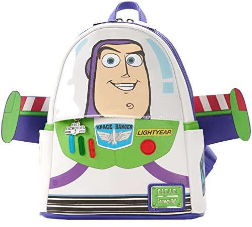 Loungefly Disney Pixar Toy Story Buzz Lightyear Damen Doppelriemen Schultertasche Mini Rucksack Geldbörse Multi, Mehrfarbig/Meereswellen (Ocean Tides), Mini, Mini Rucksack