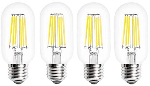 Jiotouhu T45 LED Glühbirne E27 Edison Lampe ersetzt 60 Watt, 6W, 600 Lumen, 6500K Kaltweiss, LED Kerzen Filament Fadenlampe, 220V AC, für Hängelampe Wandleuchte Pendelleuchte 4er Pack