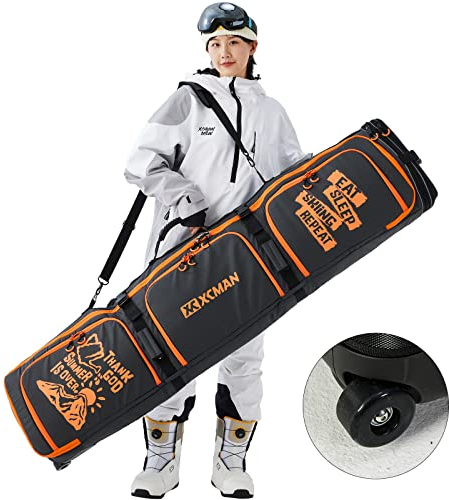 XCMAN Snowboardtasche mit Rollen Robuste 160/190cm Snowboard-Tasche Für -Skitrage-Rucksack Flugreisen geeignet