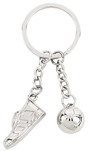 BETESSIN 1Stk. Schlüsselanhänger Fussball mit Fussballschuh Auto Keychain Anhänger Deko Schlüsselbund mit O-Ring für Erwachsene und Kinder Geschenkidee Autodeko