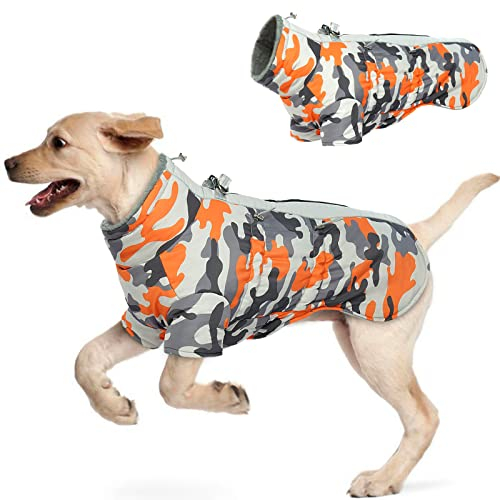 Hjyokuso Wasserdichter Hundemantel Winter Warme Jacke, Hundejacken für kleine Mittel Große Hunde, Hundepullover, Winddichte Wintermantel Hund mit Reflektierender Streifen und Reißverschluss XXXL