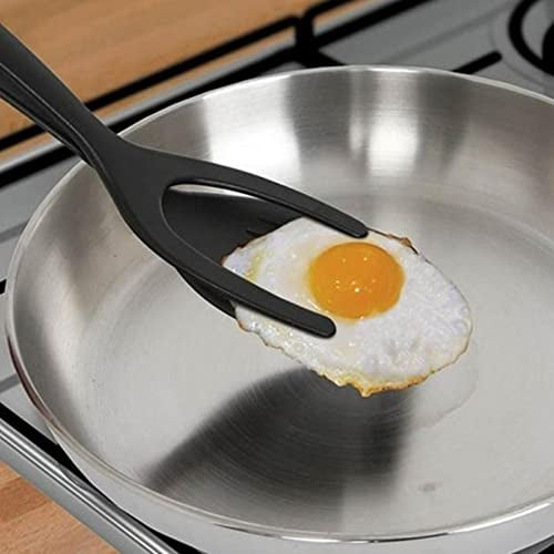 Jiakalamo 1 spatule 2 en 1 pour œufs au plat, œufs au plat, steak, friture, grillades, ustensiles de cuisine (noir)