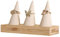 GemeShou Beige Holzring-Lagerorganisator, Sammet-Schmuckring-Ausstellungständer-Halter, Niedliches Ring-Ausstellungständer zum Verkauf, Hochzeit-Ring-Halter am Nachttisch 【Beige mit drei Kegeln】