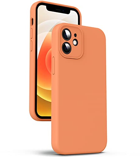 Supdeal Liquid Silikon Hülle für iPhone 12 Mini, [Kameraschutz] [Mikrofaser] [3 Schicht Schützen] Flüssige Silikon Handyhülle, Ultra Dünn und Bequem zu halten Schutzhülle, 5,4 Zoll, Orange